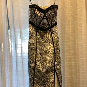 BCBG black and white gown
